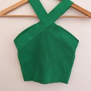Babaton Emerald Green Ribbed Cross-Back Camisole